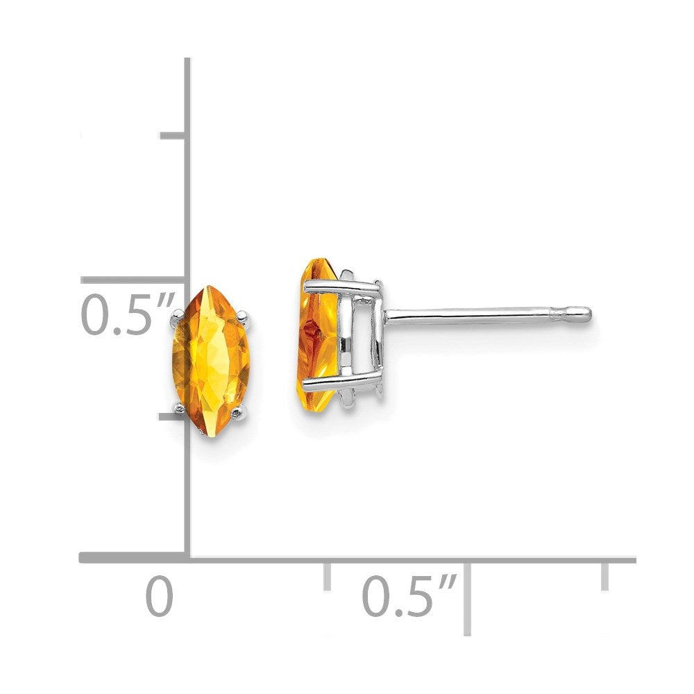 14k White Gold 7x3.5mm Marquise Citrine earring