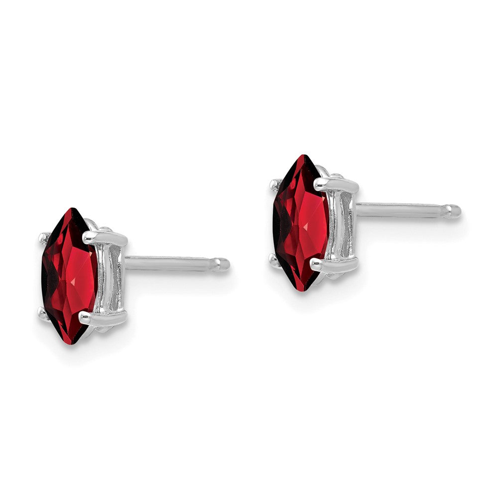 14k White Gold 7x3.5mm Marquise Garnet earring