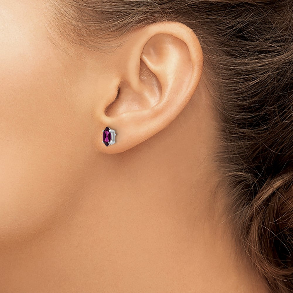 14k White Gold 7x3.5mm Rhodolite Garnet Marquise Stud Earring