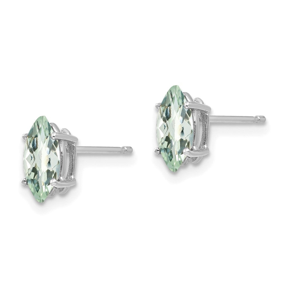 14kw 8x4mm Marquise Checker-Cut Green Quartz Earring