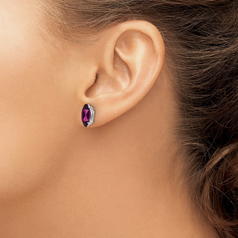 14k White Gold 10x5mm Rhodolite Garnet Marquise Stud Earrings