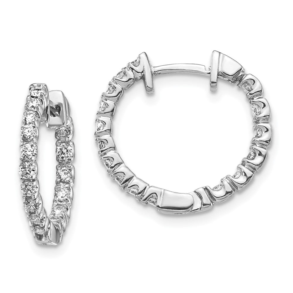 14k White Gold A Diamond Hinged Hoop Earrings