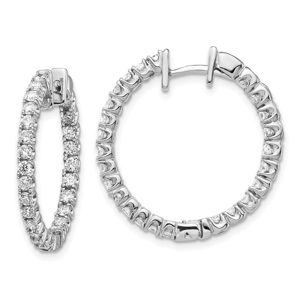 14k White Gold AAA Diamond Hinged Hoop Earrings