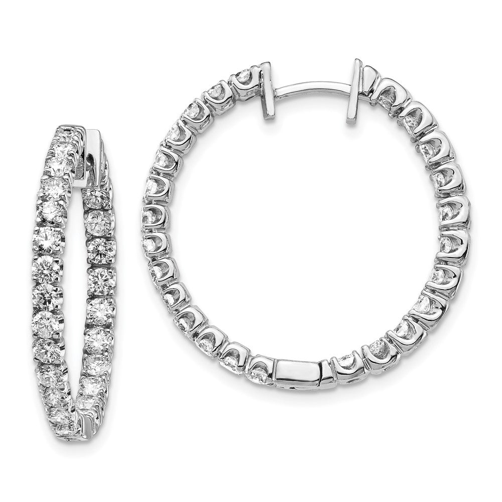 14k White Gold AA Diamond Hinged Hoop Earrings