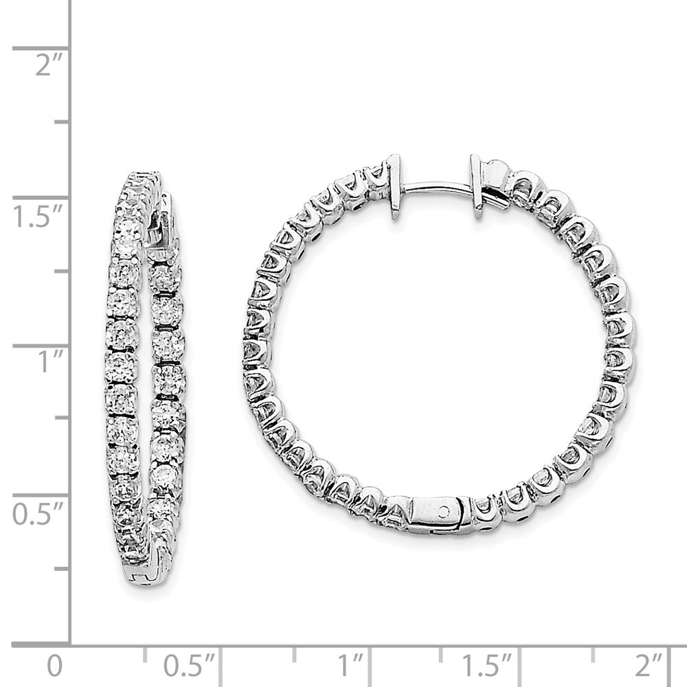 14k White Gold AA Diamond Hinged Hoop Earrings