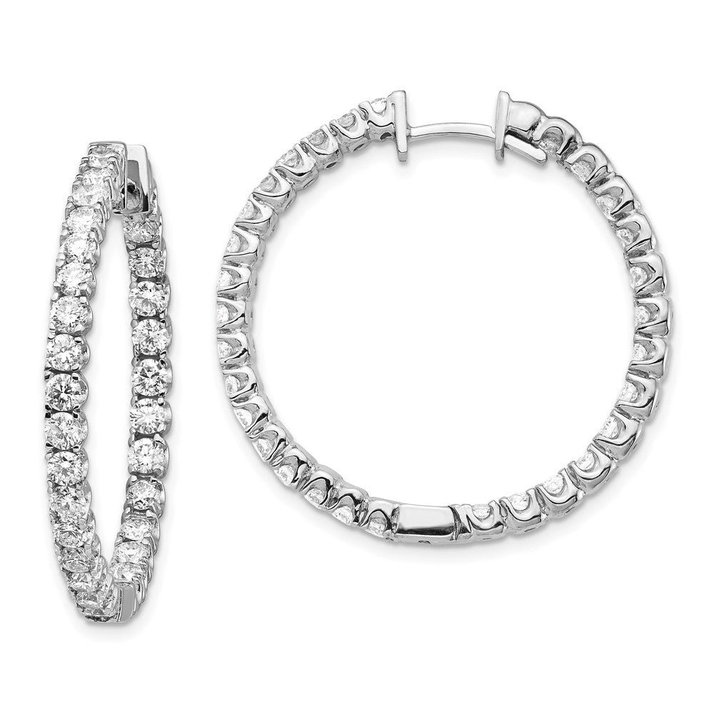 14k White Gold A Diamond Hinged Hoop Earrings