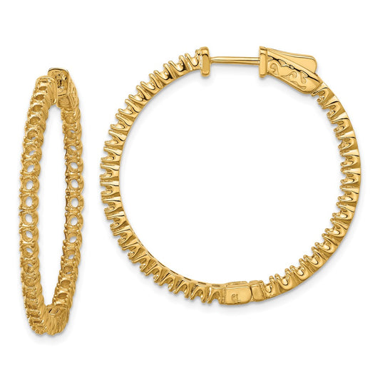 14k Yellow Gold Round Hoop w/Safety Clasp Earring Mountings