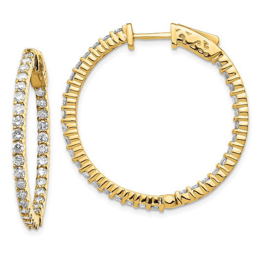 14k Diamond Round Hoop w/Safety Clasp Earrings