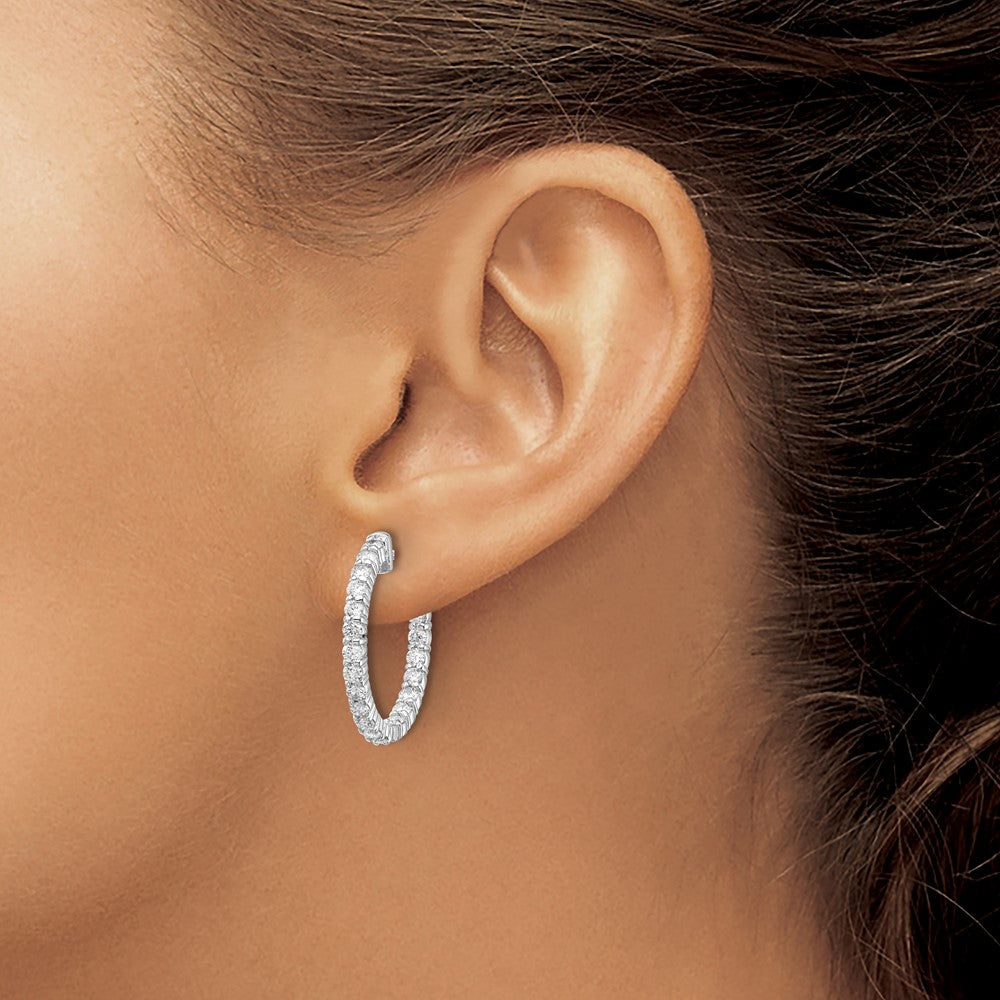 14k White Gold Round Hoop w/Safety Clasp Earring Mountings