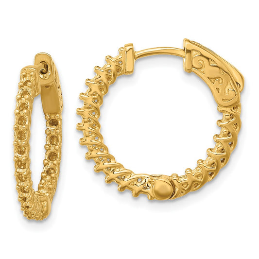 14k Yellow Gold Round Hoop w/Safety Clasp Earring Mountings