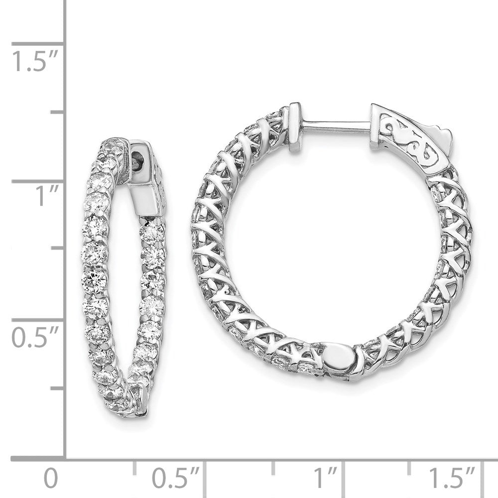 14k White Gold WG Round Hoop w/Safety Clasp Earring Mountings