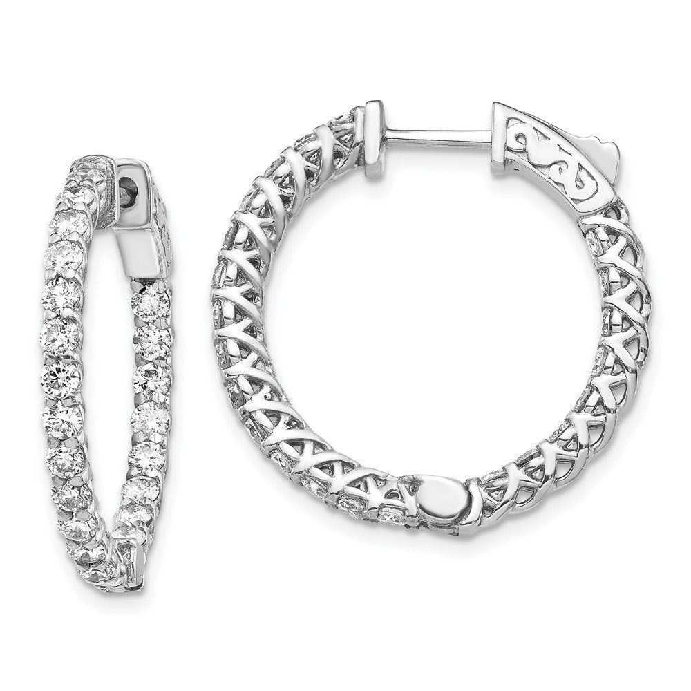 14k White Gold WG Round Hoop w/Safety Clasp Earring Mountings