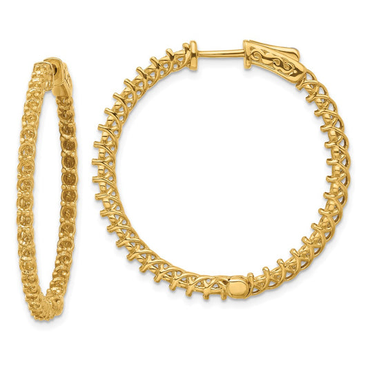 14k Yellow Gold Round Hoop w/Safety Clasp Earring Mountings
