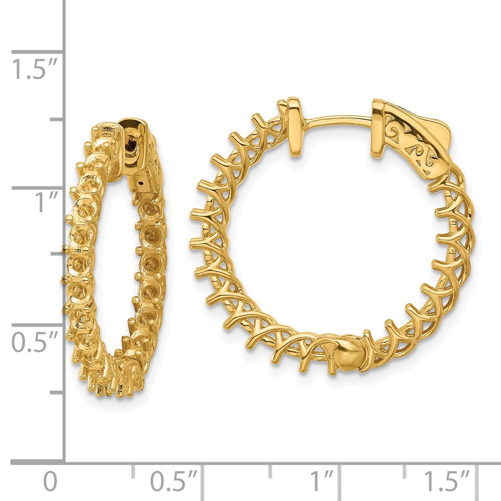 14k Yellow Gold Round Hoop w/Safety Clasp Earring Mountings
