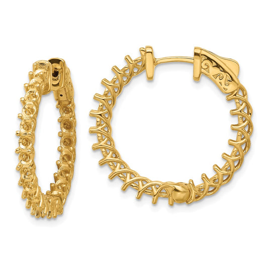 14k Yellow Gold Round Hoop w/Safety Clasp Earring Mountings