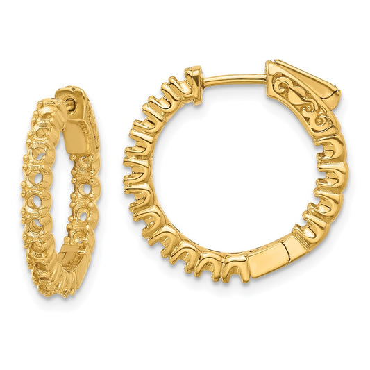 14k Yellow Gold Round Hoop w/Safety Clasp Earring Mountings