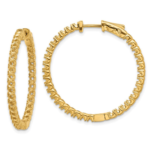 14k Yellow Gold Round Hoop w/Safety Clasp Earring Mountings