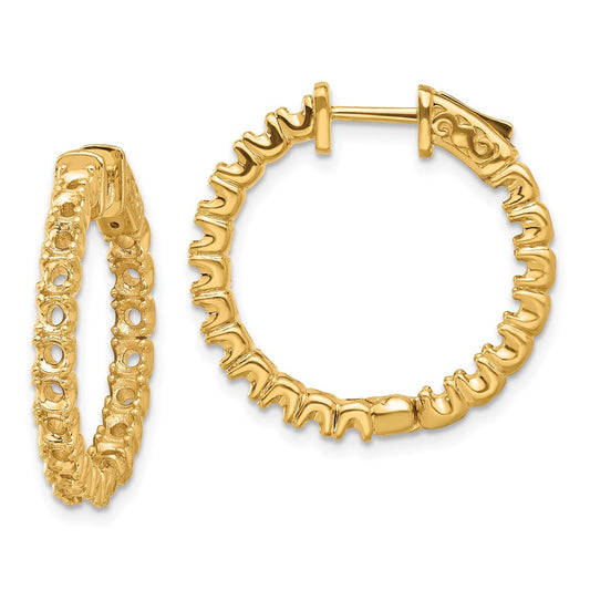 14k Yellow Gold Round Hoop w/Safety Clasp Earring Mountings