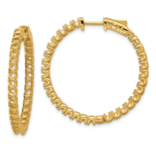 14k Yellow Gold Round Hoop w/Safety Clasp Earring Mountings