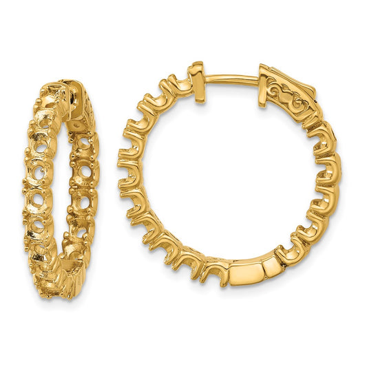 14k Yellow Gold Round Hoop w/Safety Clasp Earring Mountings