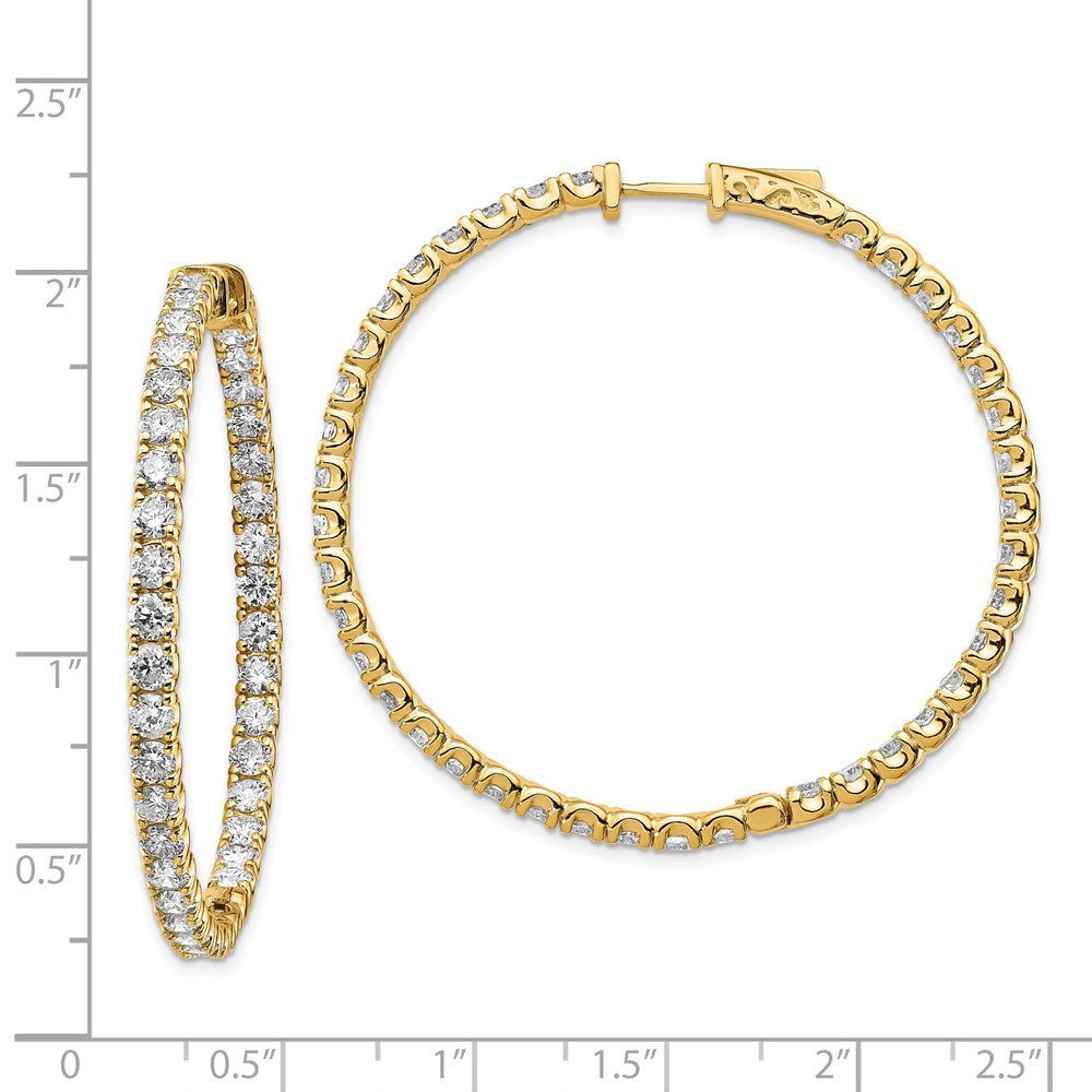 14k Diamond Round Hoop w/Safety Clasp Earrings