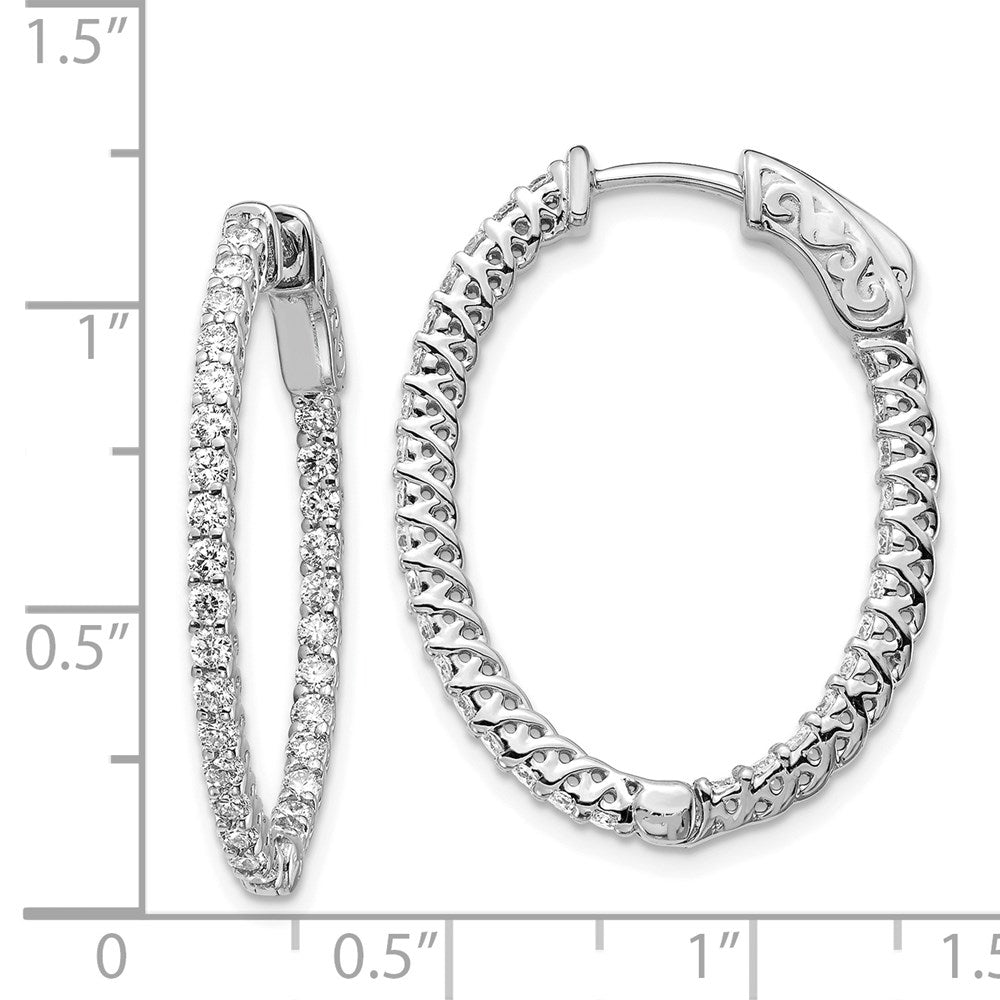 14k White Gold Oval Hoop w/Safety Clasp Earring Mountings