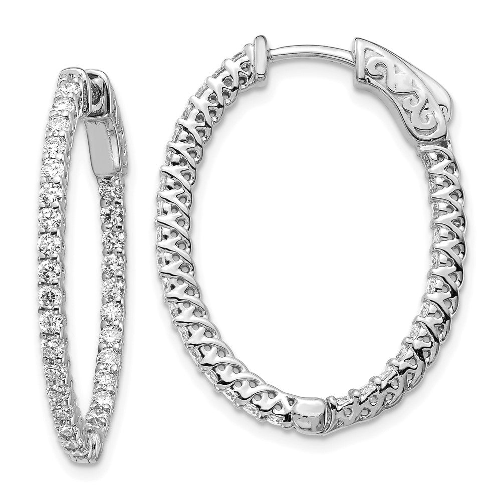14k White Gold Oval Hoop w/Safety Clasp Earring Mountings