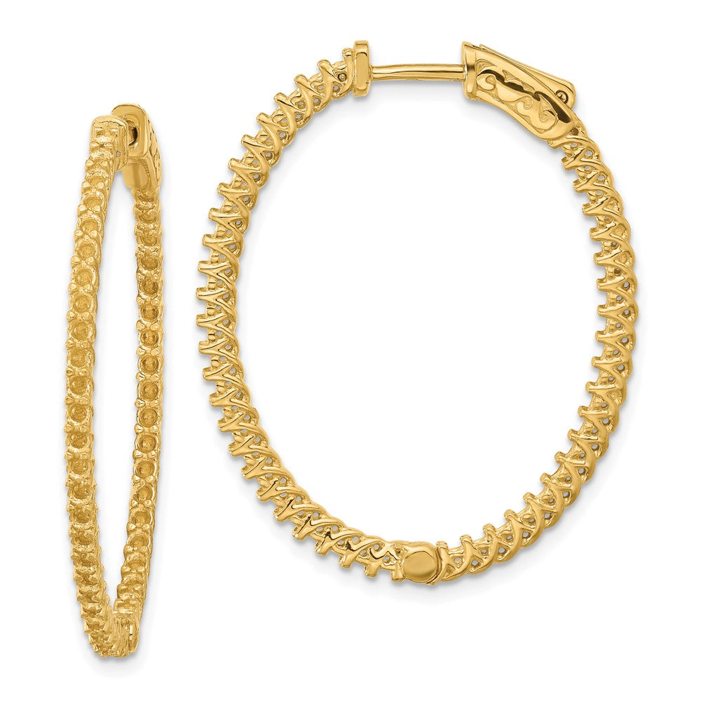 14k Yellow Gold Oval Hoop w/Safety Clasp Earring Mountings