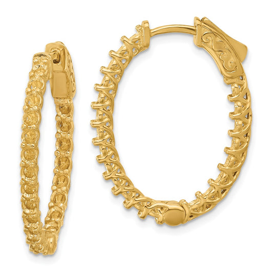 14k Yellow Gold Oval Hoop w/Safety Clasp Earring Mountings