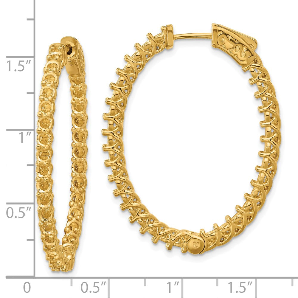 14k Yellow Gold Oval Hoop w/Safety Clasp Earring Mountings