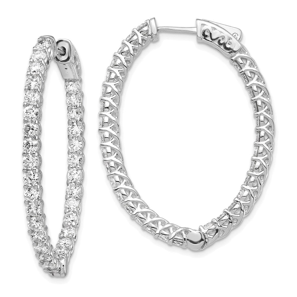 14k White Gold Oval Hoop w/Safety Clasp Earring Mountings