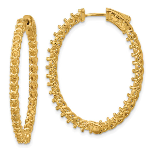 14k Yellow Gold Oval Hoop w/Safety Clasp Earring Mountings
