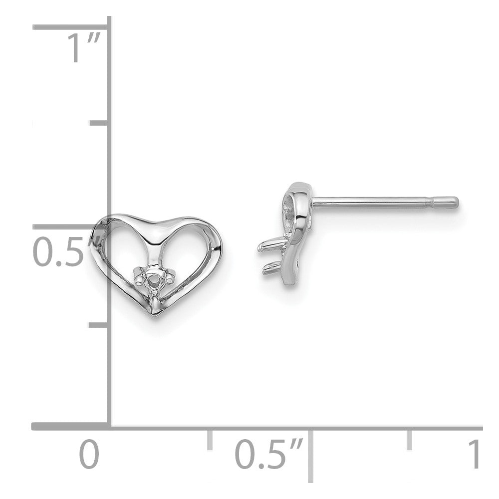 14k White Gold Diamond Heart Post Earring Mountings