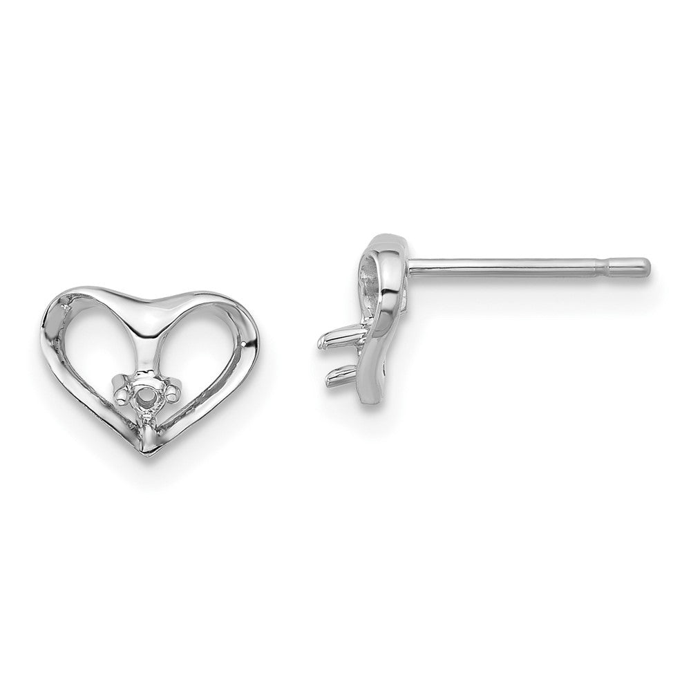 14k White Gold Diamond Heart Post Earring Mountings
