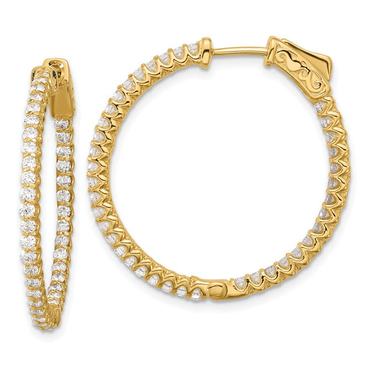 14K 1.56ct  78-1.7mm In/Out  Hoop w/ Safety Clasp Diamond Earrings