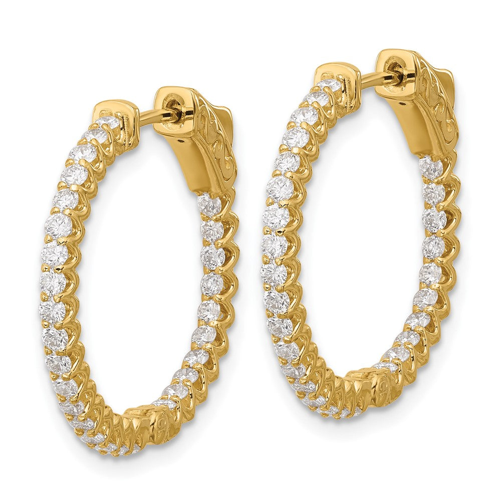 14K 1.12ct. 56-1.7mm In/Out  Hoop w/ Safety Clasp Diamond Earrings