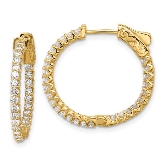 14K 1.12ct. 56-1.7mm In/Out  Hoop w/ Safety Clasp Diamond Earrings
