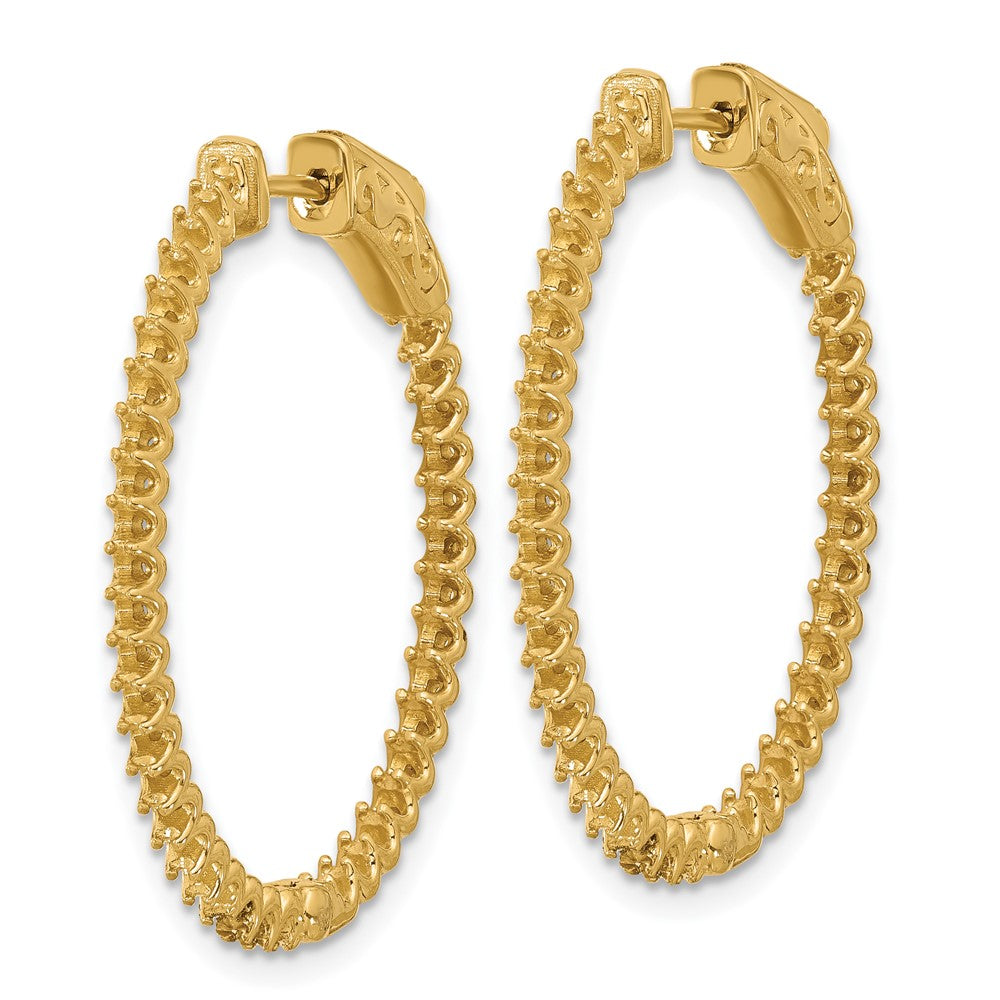 14K Yellow Gold 1.52ct  76-1.5mm In/Out  Oval Hoop w/ Safety Clasp Earring Mountings
