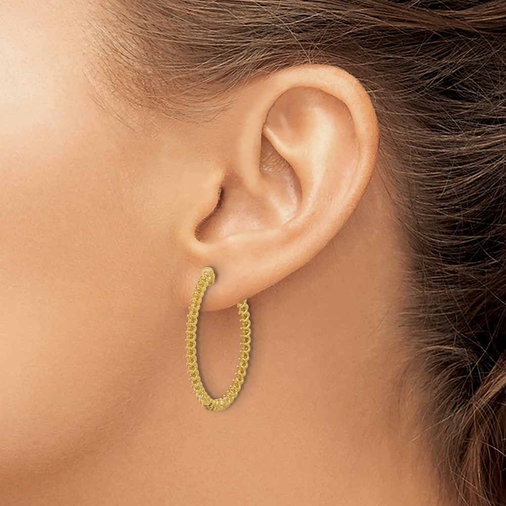 14K Yellow Gold 1.52ct  76-1.5mm In/Out  Oval Hoop w/ Safety Clasp Earring Mountings