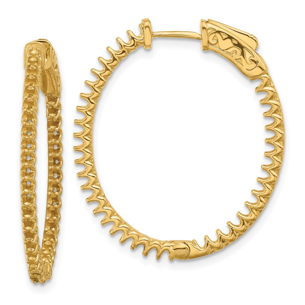14K 1.52ct  76-1.5mm In/Out  Oval Hoop w/ Safety Clasp Earring