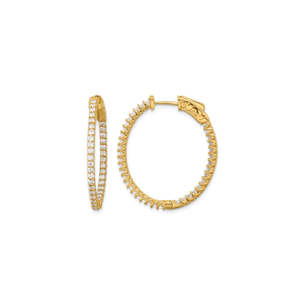 14K 1.52ct  76-1.5mm In/Out  Oval Hoop w/ Safety Clasp Earring