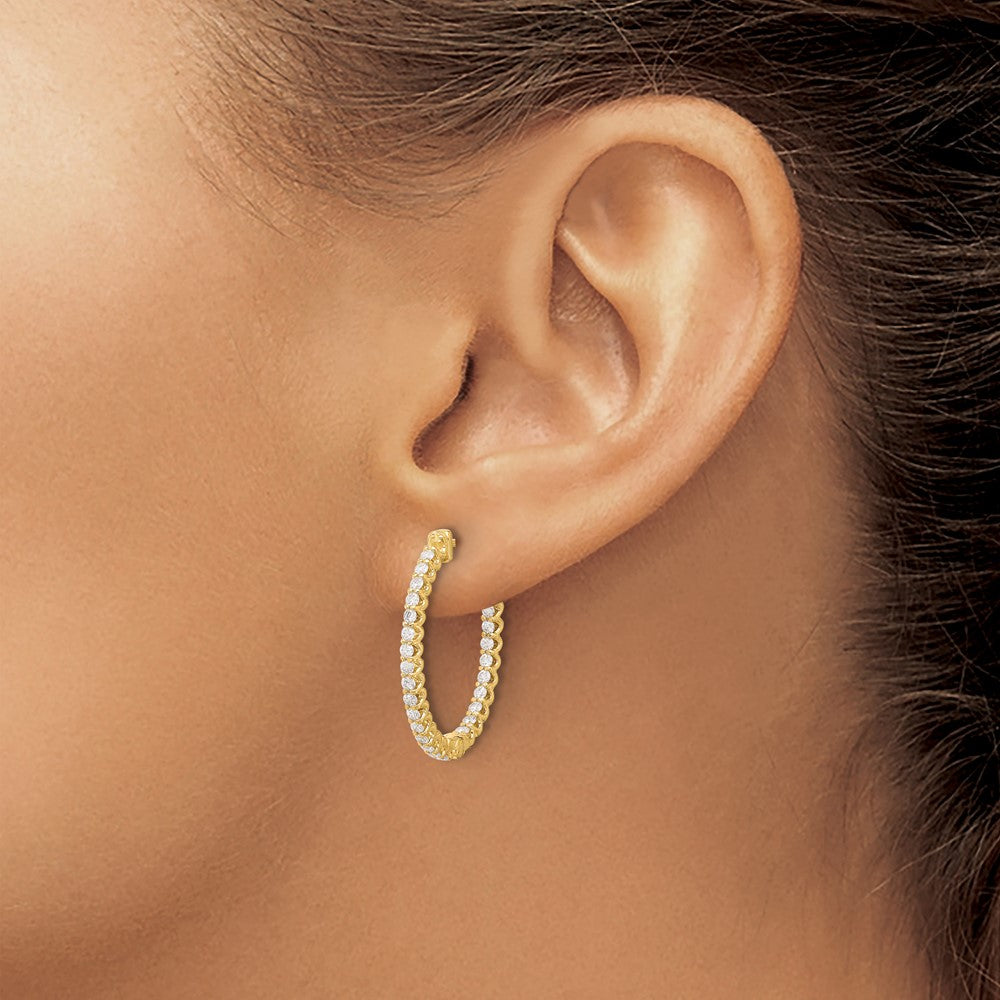 14K Yellow Gold 1.04ct. 52-1.5mm In/Out Oval Hoop w/ Safety Clasp Earring Mountings