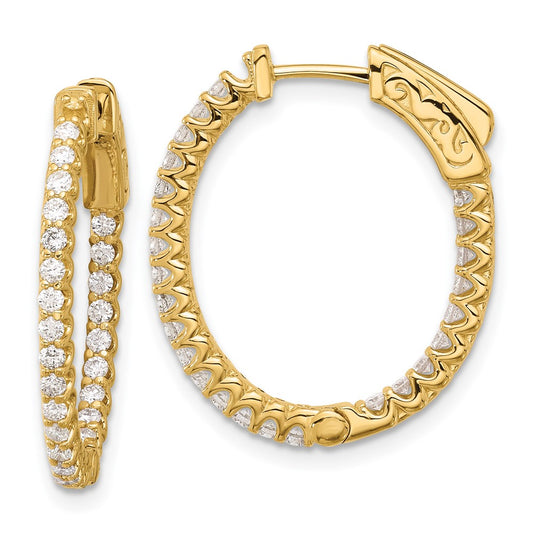 14K 1.04ct. 52-1.5mm In/Out Oval Hoop w/ Safety Clasp Earring
