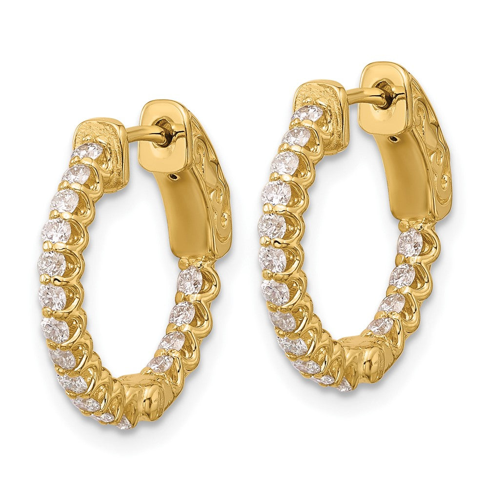 14K .64ct  32-1.7 In/Out  Hoop w/ Safety Clasp Diamond Earrings