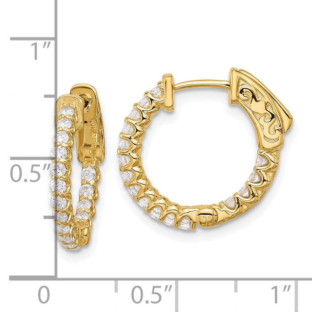 14K .64ct  32-1.7 In/Out  Hoop w/ Safety Clasp Diamond Earrings