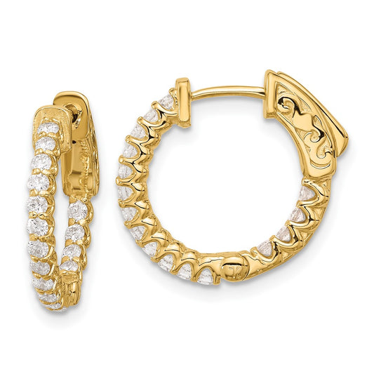 14K .64ct  32-1.7 In/Out  Hoop w/ Safety Clasp Diamond Earrings