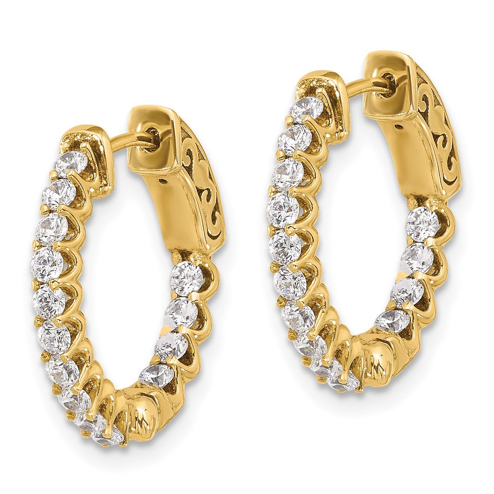 14K .84ct. 28-2.0mm In/Out  Hoop w/ Safety Clasp Diamond Earrings