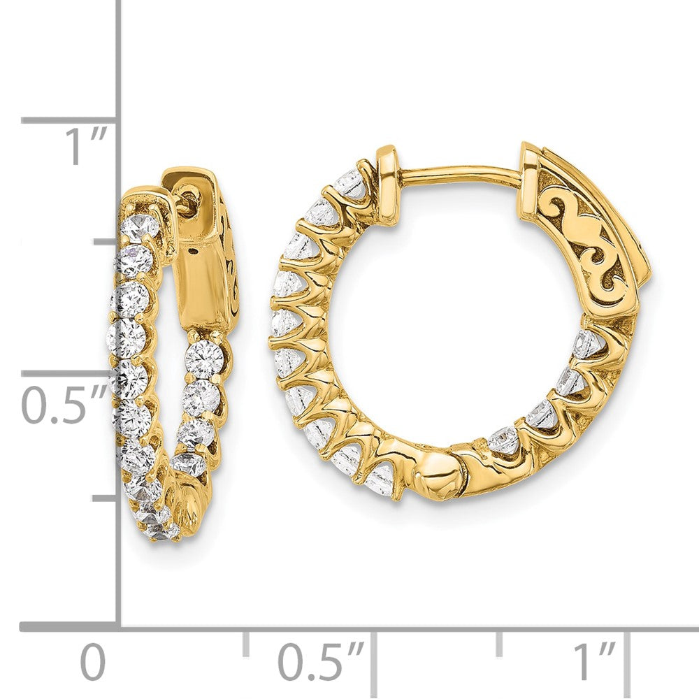 14K .84ct. 28-2.0mm In/Out  Hoop w/ Safety Clasp Diamond Earrings