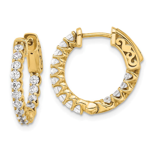 14K .84ct. 28-2.0mm In/Out  Hoop w/ Safety Clasp Diamond Earrings
