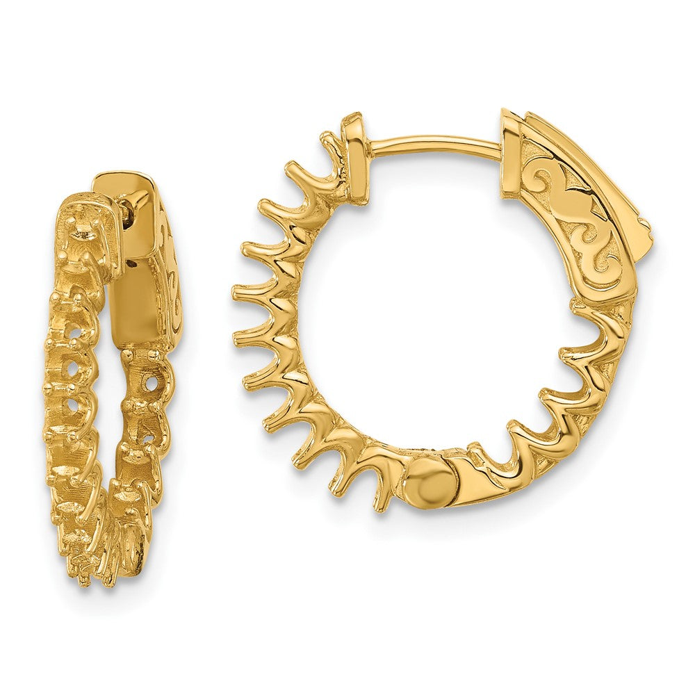 14K Yellow Gold .84ct. 28-2.0mm In/Out  Hoop w/ Safety Clasp Earring Mountings